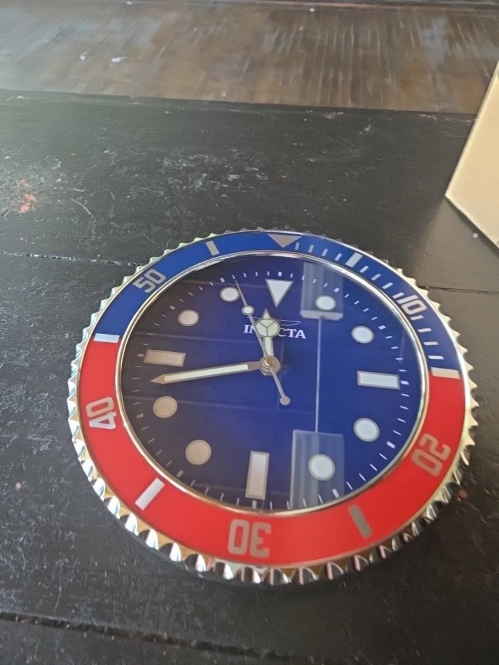 Invicta Blue, Red & Silver Wall Clock - Nautical Dive Design